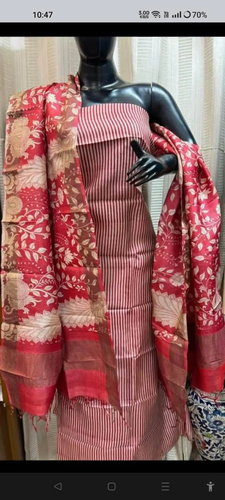 Pure Handloom Tussar Silk Dress Material (Top & Dupatta Only)